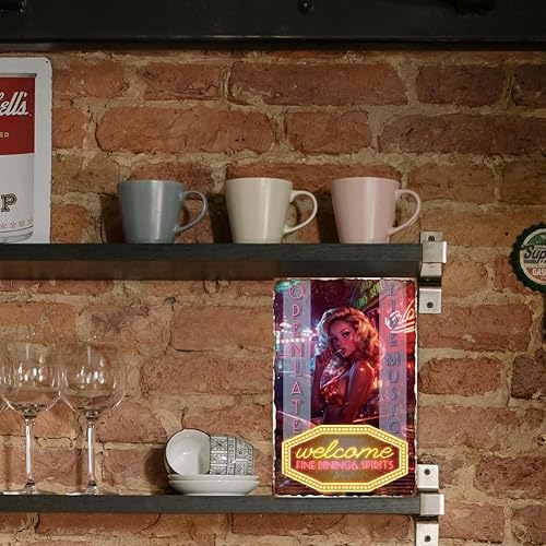 Miniatura 2 de WADORN Letrero de metal vintage para bar, pub, pin up, dama, 7.8 x 11.8 pulgadas, divertido, retro, hogar, bar, pub, hombre, cueva, mujer, arte de