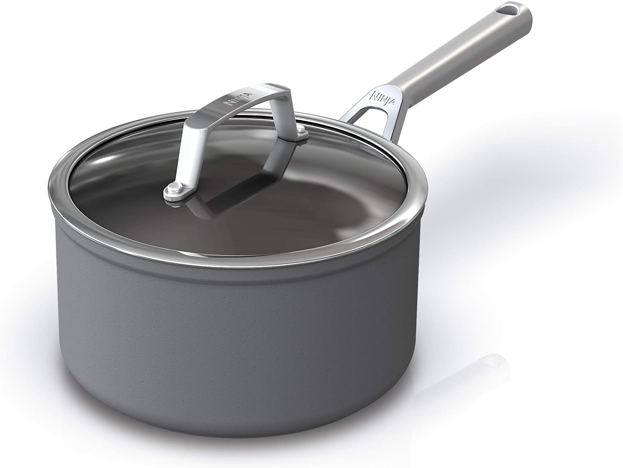 Ninja C30235 Foodi NeverStick Premium 3.5-Quart Saucepan with Glass Lid, Hard-Anodized, Nonstick, Durable & Oven Safe to 500°F, Slate Grey