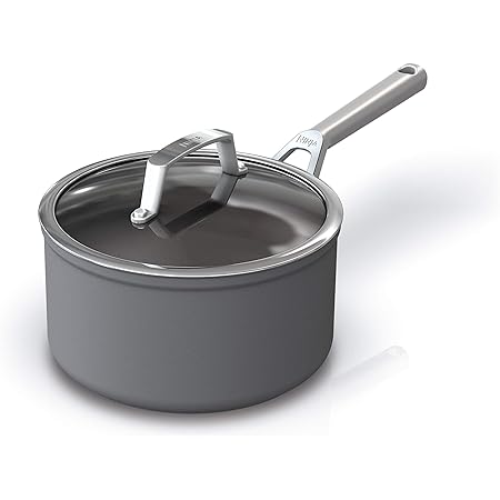 Ninja Foodi NeverStick Premium Hard-Anodized 3 1/2-Quart Saucepan with Glass Lid, slate grey, C30235