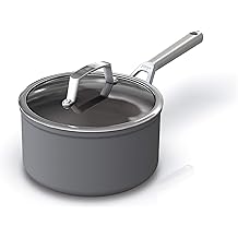 Ninja C30235 Foodi NeverStick Premium 3.5-Quart Saucepan with Glass Lid, Hard-Anodized, Nonstick, Durable & Oven Safe to 500 F, Slate Grey