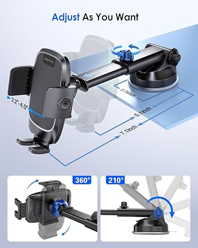 Miniatura 5 de pop-tech Soporte de teléfono para automóvil, succión de grado militar Soporte universal para teléfono celular para la ventana del parabrisas del