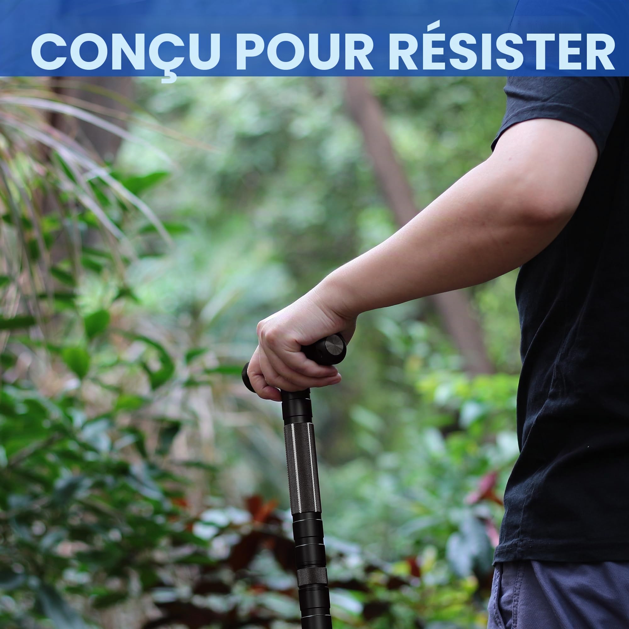aiGear 5 Tubes Bâtons de Randonnée Réglable en CNC Aluminium | avec Outils et Sac à Dos, Antichoc Antiderapant Canne, Trekking Poles Réglable en Hauteur, pour Randonnée Camping Alpinisme