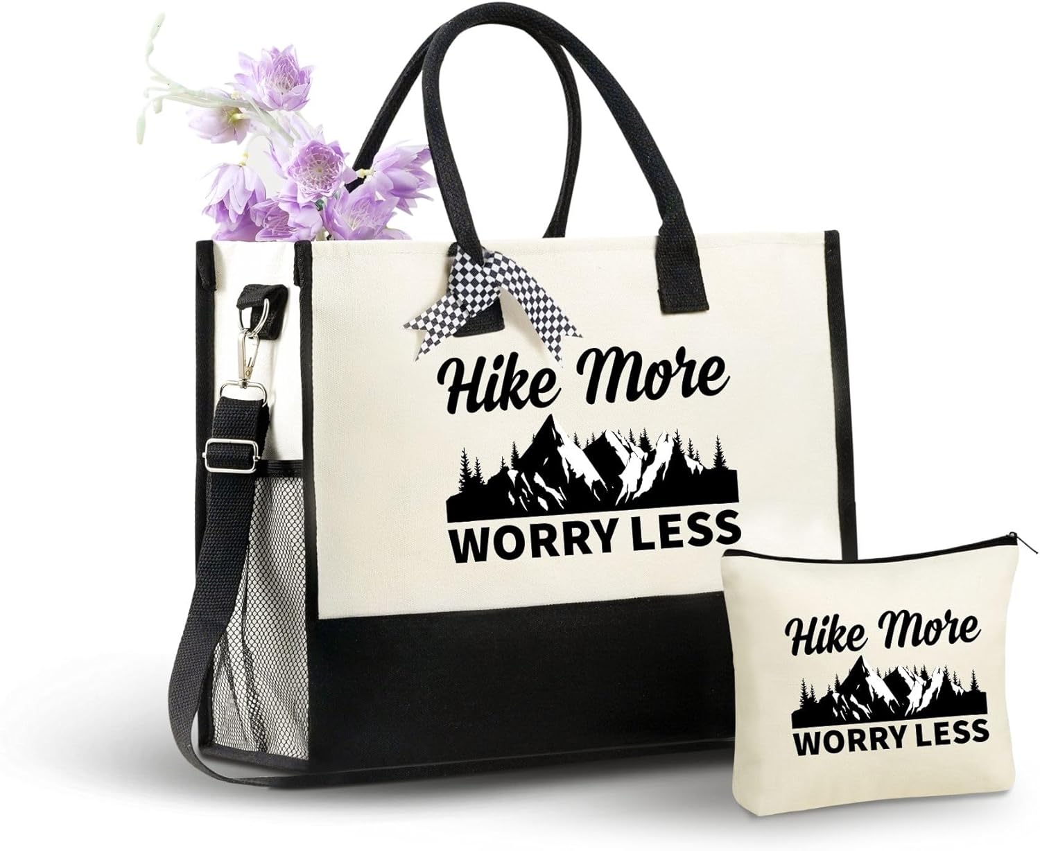 InnoBeta Hiking Gifts for Women, Canvas Tote Bag for Mom, Friends, Coworkers, Bag with Zipper & Shoulder Strap for Birthday