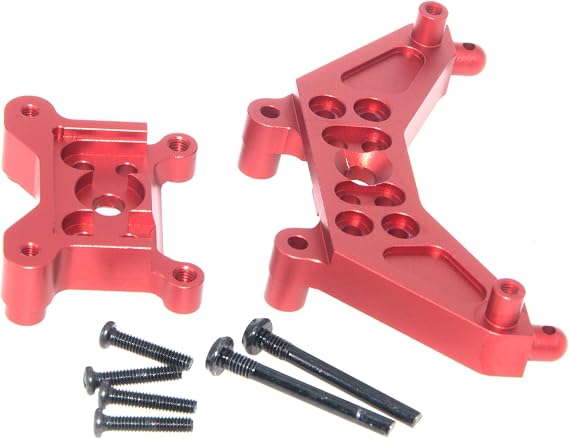 Shock Tower Compatible with 1/14 MJX Hyper Go 14301 14302 RC Car Front and Rear Shock Tower Metal Upgrade Parts(Red)
