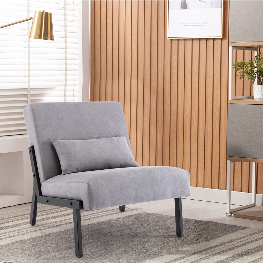 Mingone Sessel Wohnzimmer Schlafzimmer, Einzelsofa Cocktailsessel Modern Loungesessel 1 Sitzer Polstersofa Leinen Stoff mit Schwarz Metallbeinen für Wohnzimmer Schlafzimmer bis 120kg (Taupe*2)