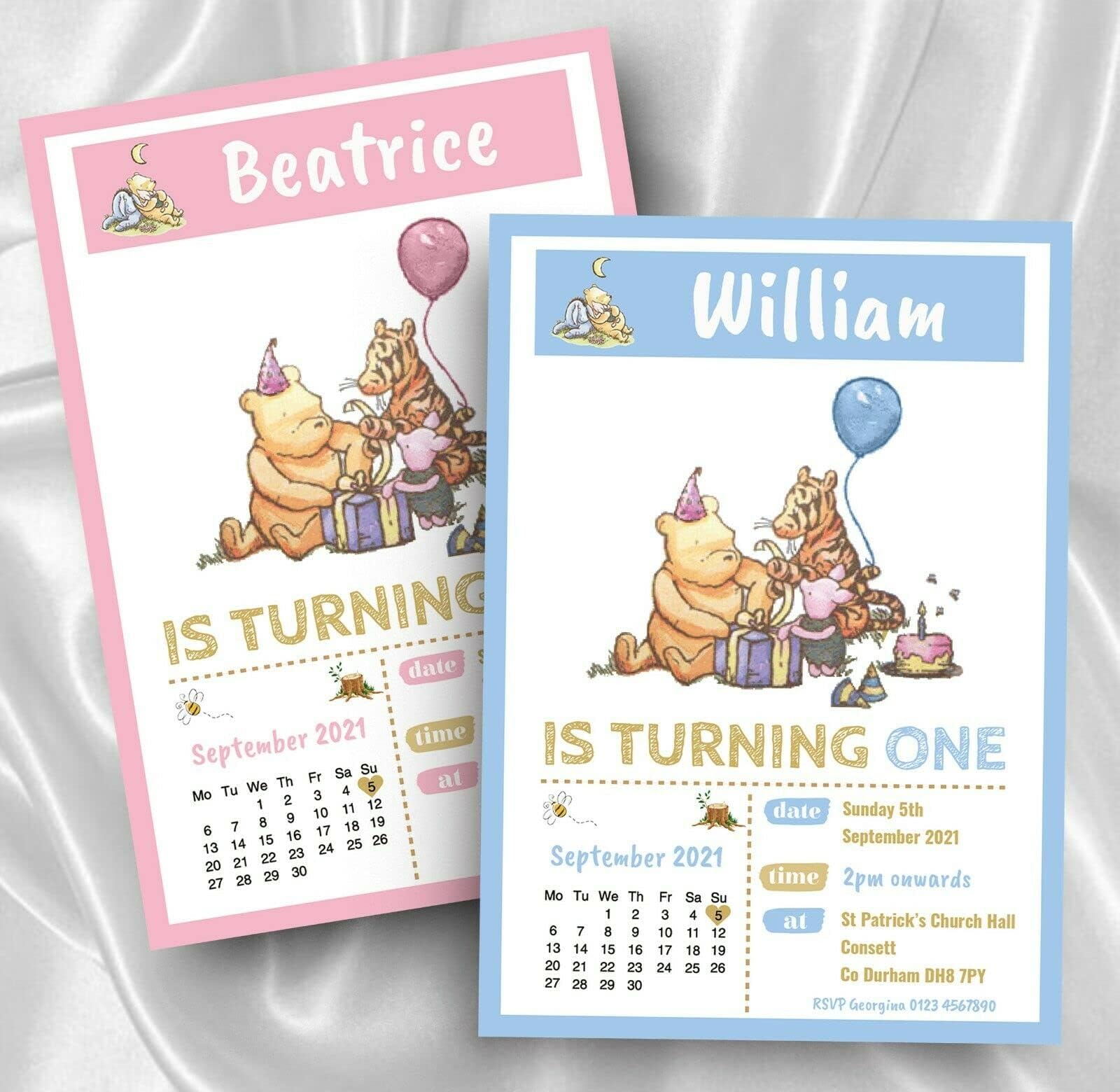 10 Personalised Bear Kids Boy Girl 1st Birthday Party Invitations Invites