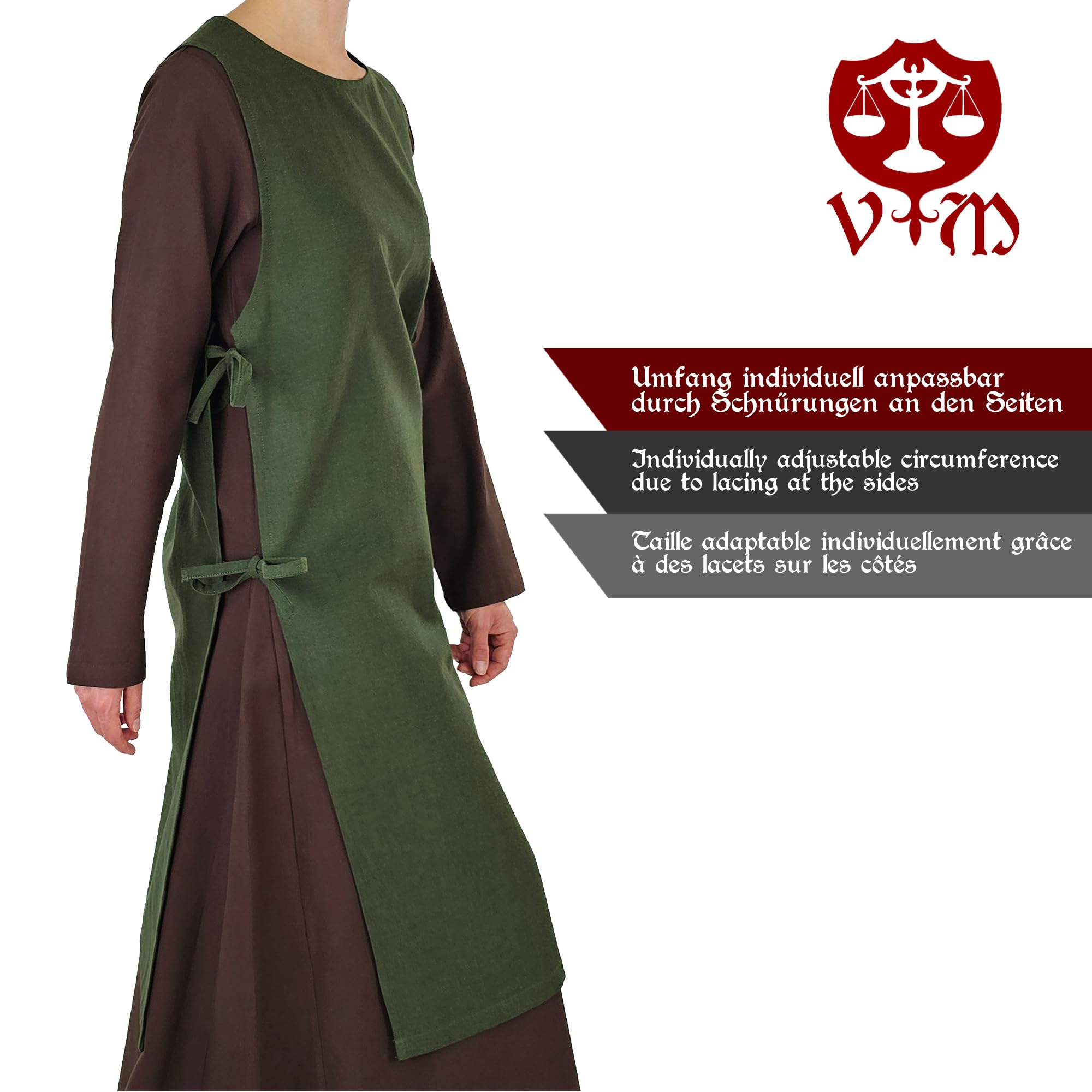 Vestido vikingo clásico Lykke- algodón azul, rojo, verde, negro o marrón medieval, LARP, recreación