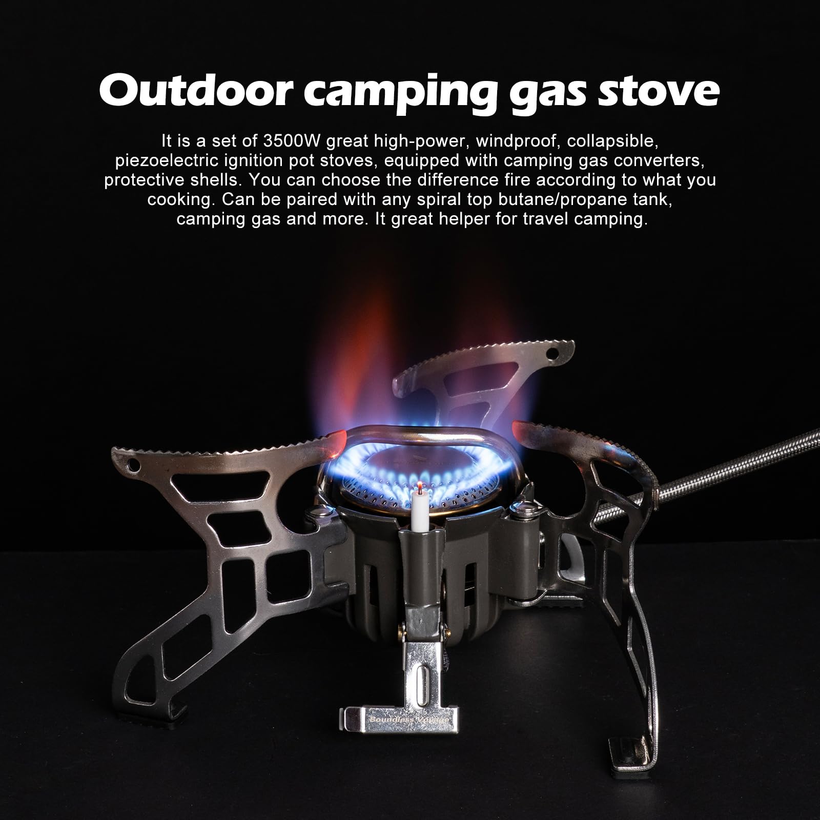 Boundless Voyage High Power Portable Leichtgewicht Gasherd 3500W Piezozündung Adapter Gaskocher Campingkocher für das Kochen im Freien