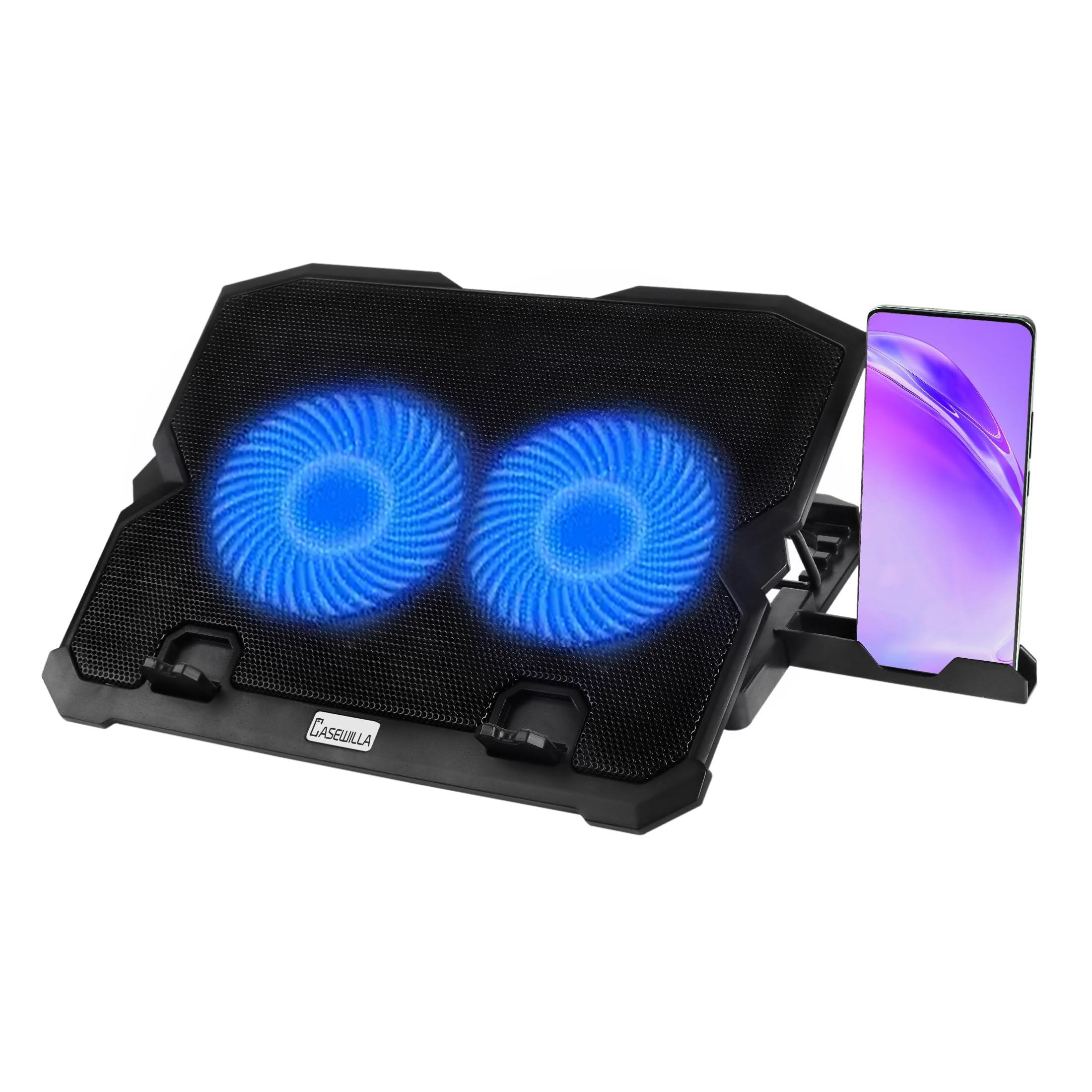 Casewilla Laptop Cooler Stand Ergonomic, Adjustable Height, 2 USB Ports and 2 Fan Cooling Pad (Black) (B0CFVCBX39) Amazon Price History, Amazon Price Tracker