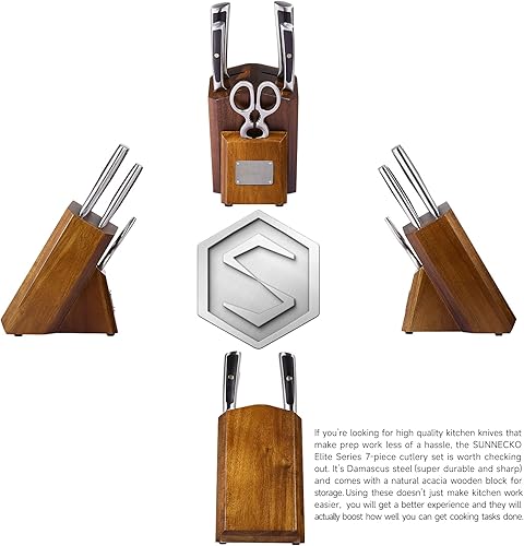 Miniatura 3 de Sunnecko Juego de cuchillos de cocina Damasco  Juego de 7 cuchillos de cocina afilados con acero de Damasco japonés VG10  Juego de cuchillos de
