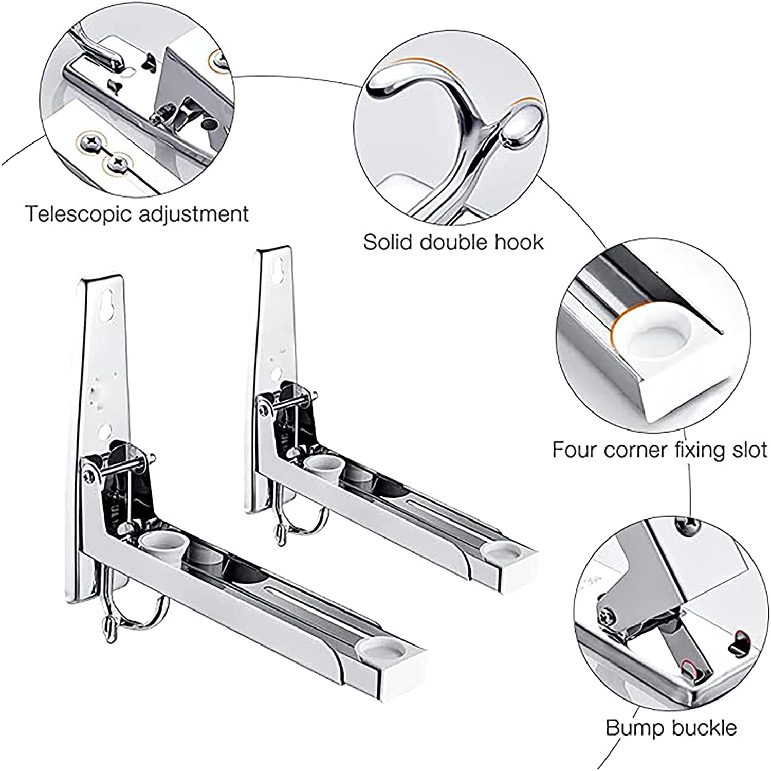 FWZJ Wandbeugels Magnetron Houder,Universeel Magnetron Staal Met Uitschuifbare Armen, Geschikt voor alle Magnetronen, Max Load 50kg (Zwart, Melkachtig, Grijs