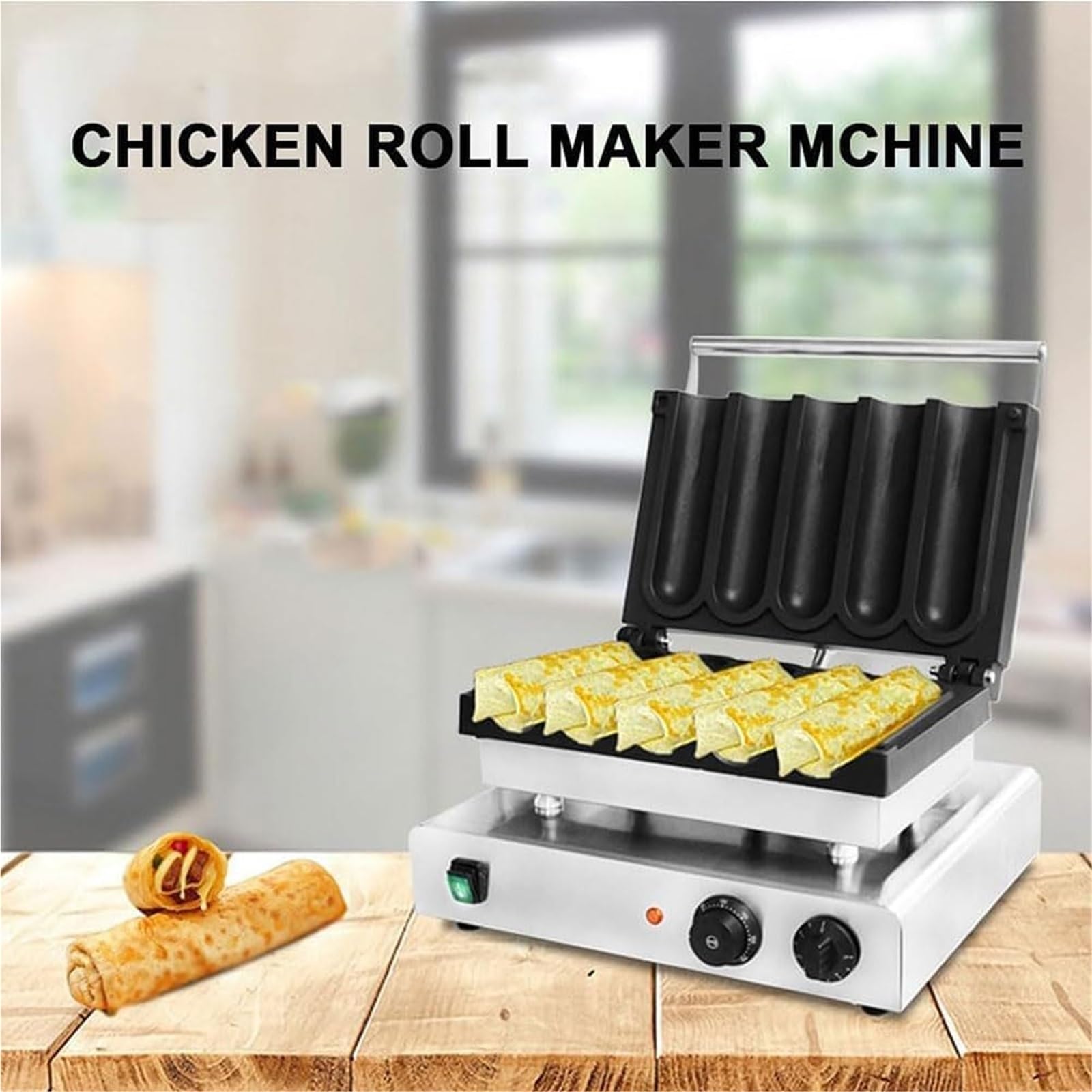 Macchina elettrica commerciale per rotolo di uova con timer e controllo della temperatura, ideale per ristoranti, snack e preparazione della colazione