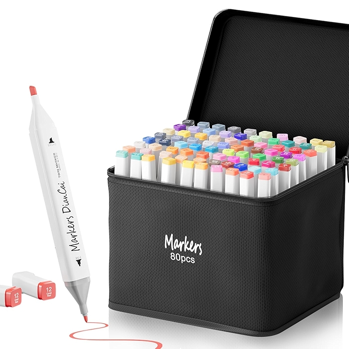 80色双头酒精马克笔套装成人绘画彩绘用品