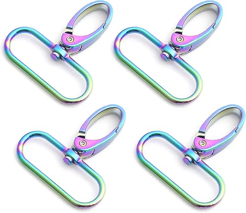 Miniatura 1 de FUYEJIA Metal Rainbow Swivel Snaps Hooks with rainbow d rings and Tri-Glides rainbow purse hardware Slide Buckles
