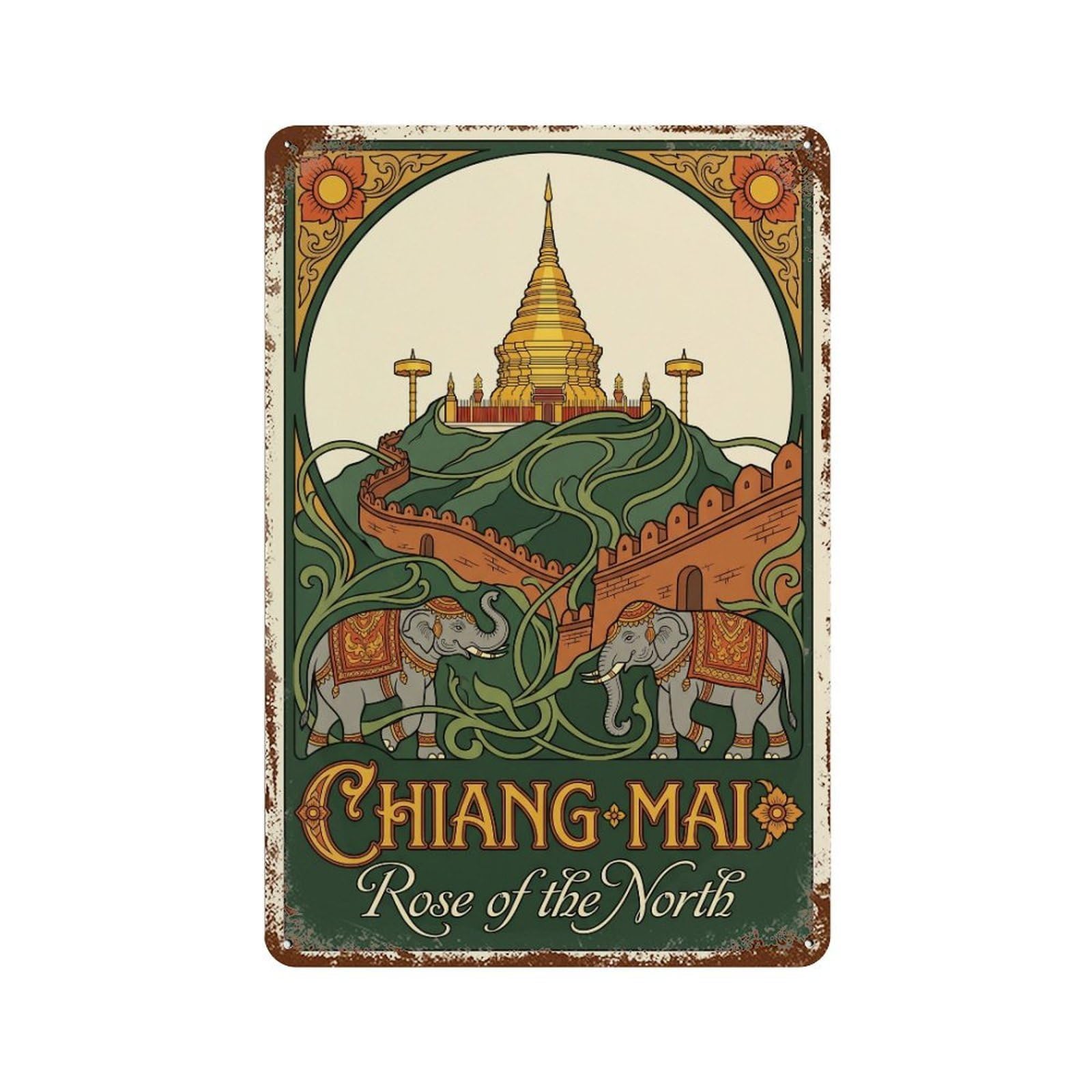Metal Tin Sign Travel Retro Thailand Chiang Mai
