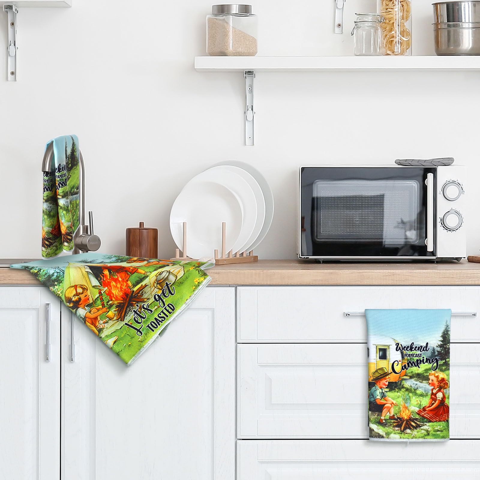 Camping Rules Camping Themed Kitchen Towels Dish Towels Hand Towels,Camping Kitchen