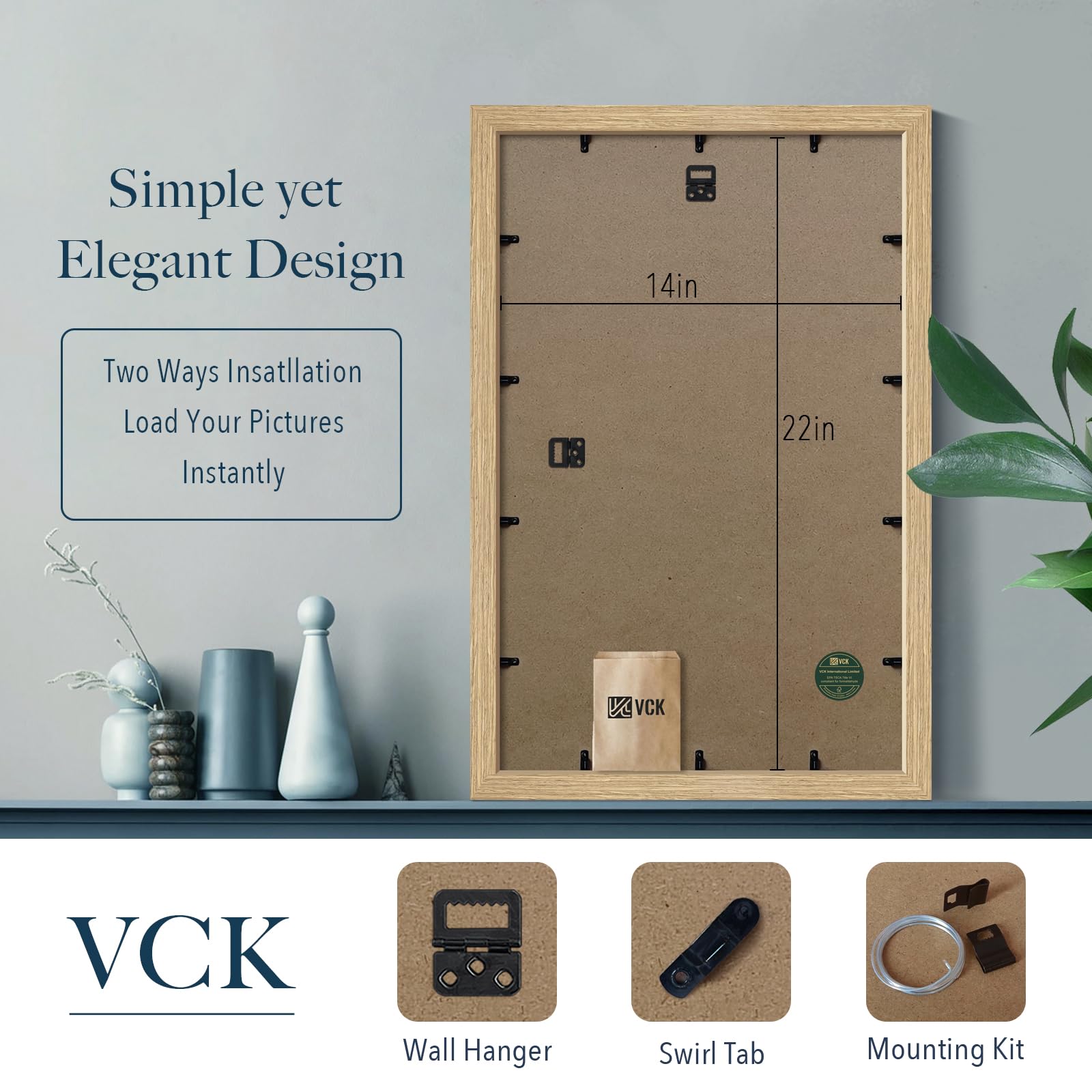 Snapklik.com : VCK 14x22 Picture Frame Set Of 3 - Oak