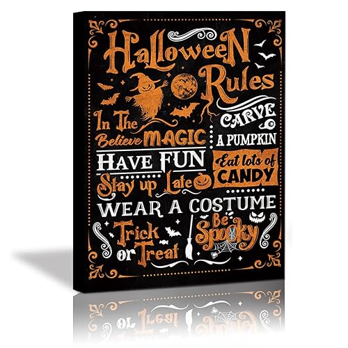 KAIRNE Halloween Wall Art, Trick or Treat Poster, Inspirational Quotes