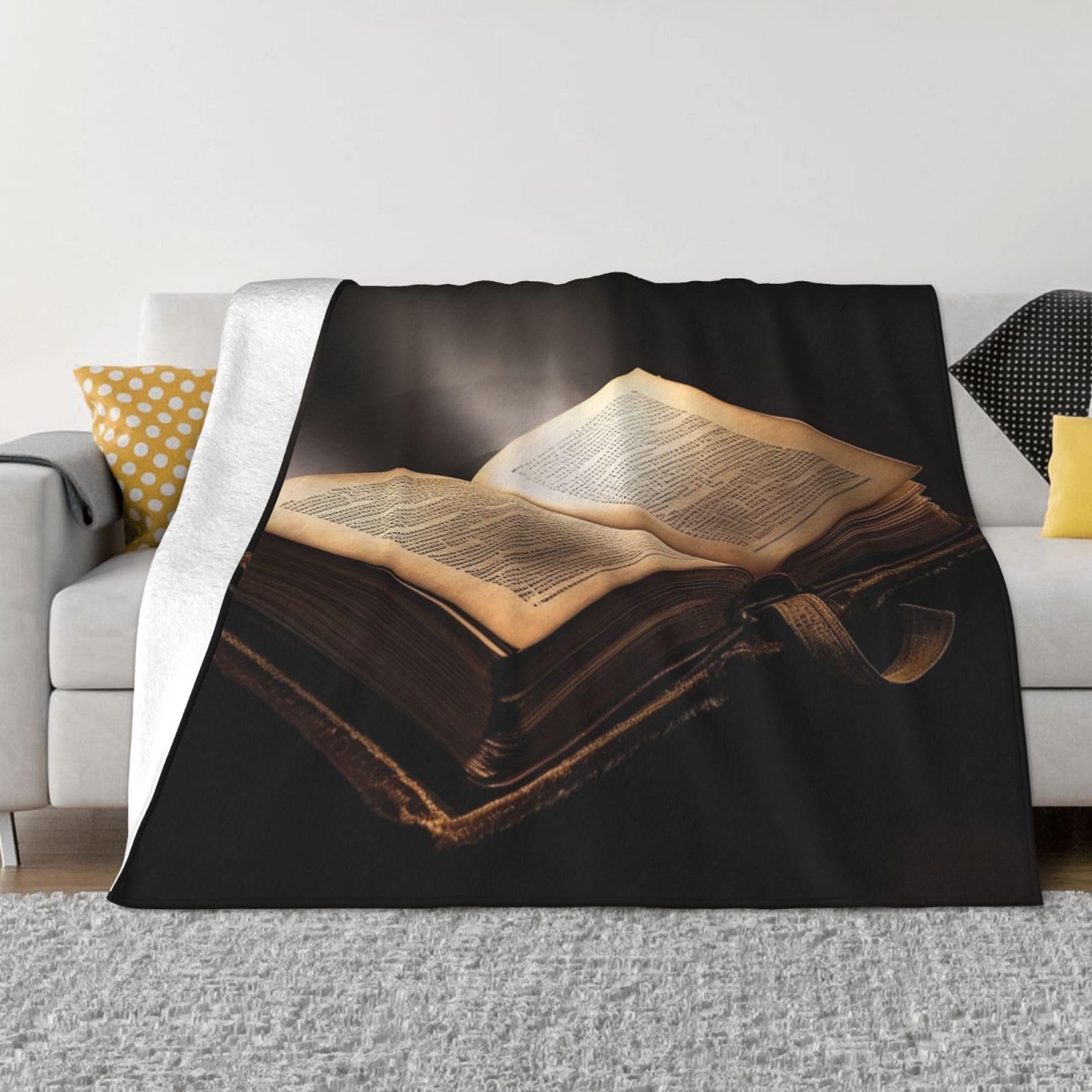 Couverture confortable flanelle motif livre pour réchauffer vos hivers