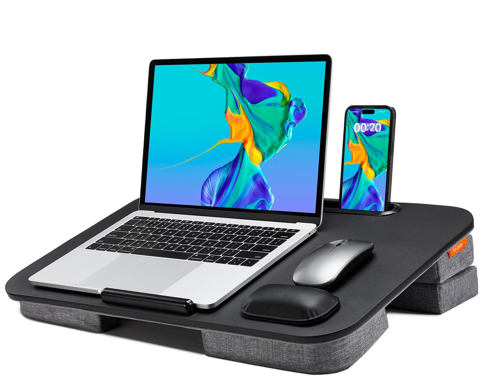 ErGear Lap Desk for Laptop, Extra Large Laptop Desk with Magnetic Removable Wrist Rest, Adjustable Lap Desk with Cushion, Tablet & Phone Holder for Home Office School, Fits up to 17.3″ Laptops EGLD03B