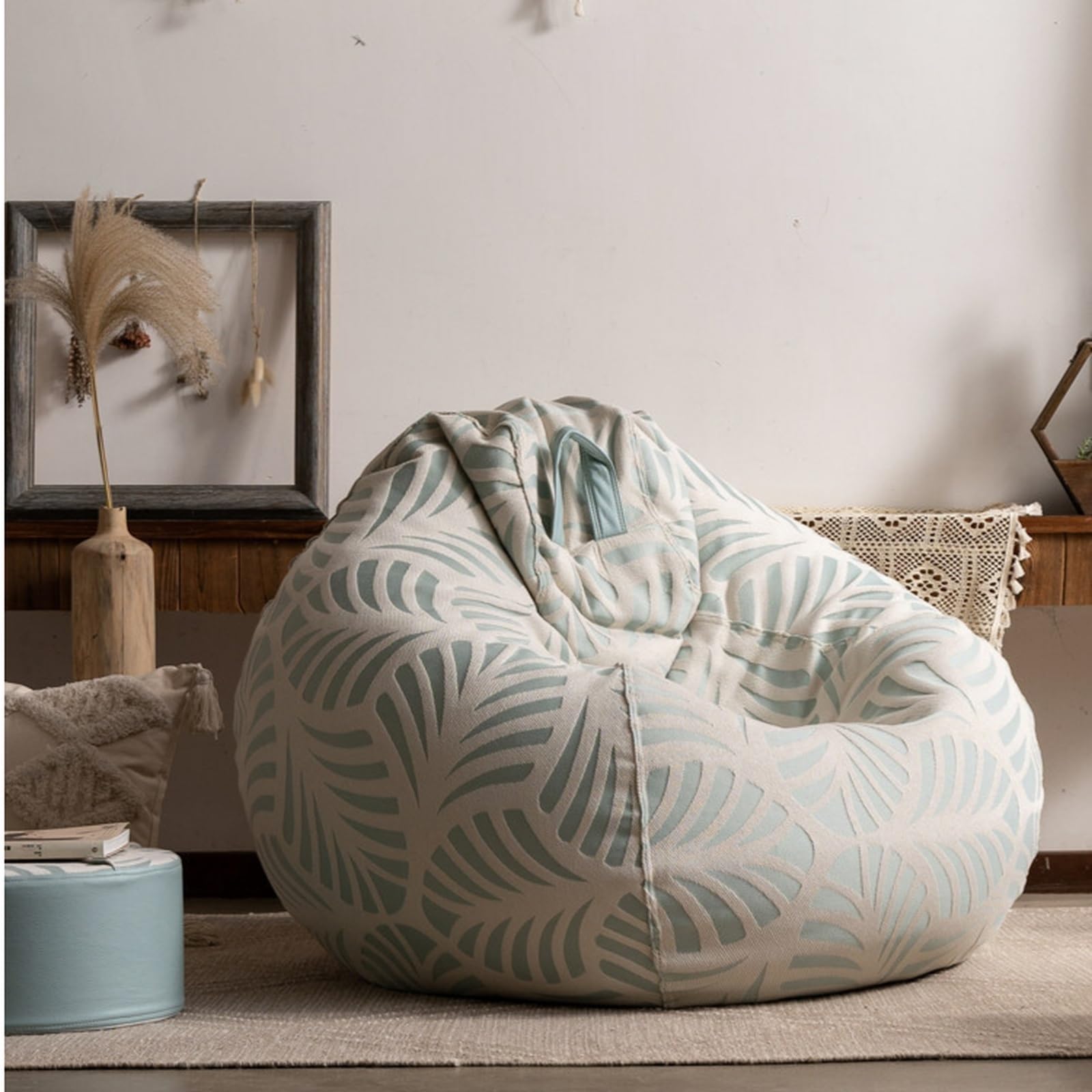 Strona główna Leniwa sofa Tatami Nest Single Lie Home Małe mieszkanie Krzesło wypełnione fasolą Worek fasoli(Green,Średni)