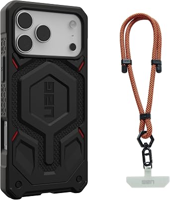URBAN ARMOR GEAR UAG Designed for iPhone 17 Pro Max Monarch Pro Case Bundle with Civilian Wrist Lanyard 7mm Kevlar Black