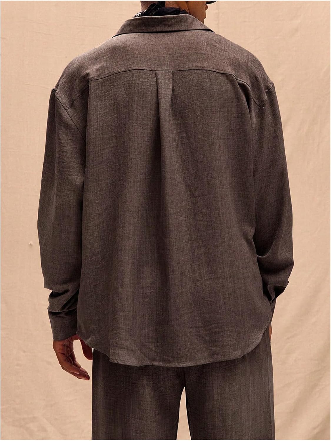 GORGLITTER Men's Linen Shirts Summer Casual Button Down Long Sleeve Lightweight Fall Trendy Shacket Collared Shirt Tops