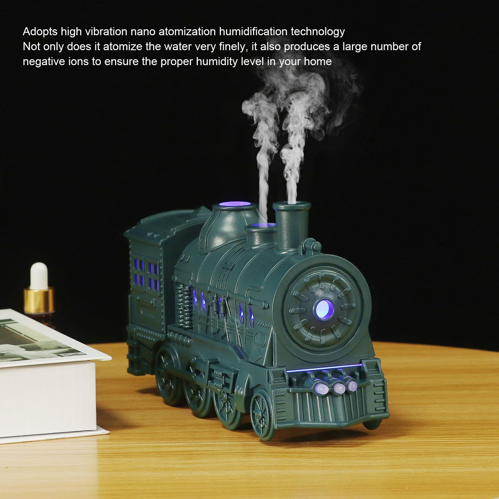 Diffusore per Treni, Diffusore Umidificatore per Treni da 300 Ml, Diffusore di Oli Essenziali, Umidificatore a Nebbia Fredda, per Ufficio in Camera da Letto (Spina europea)