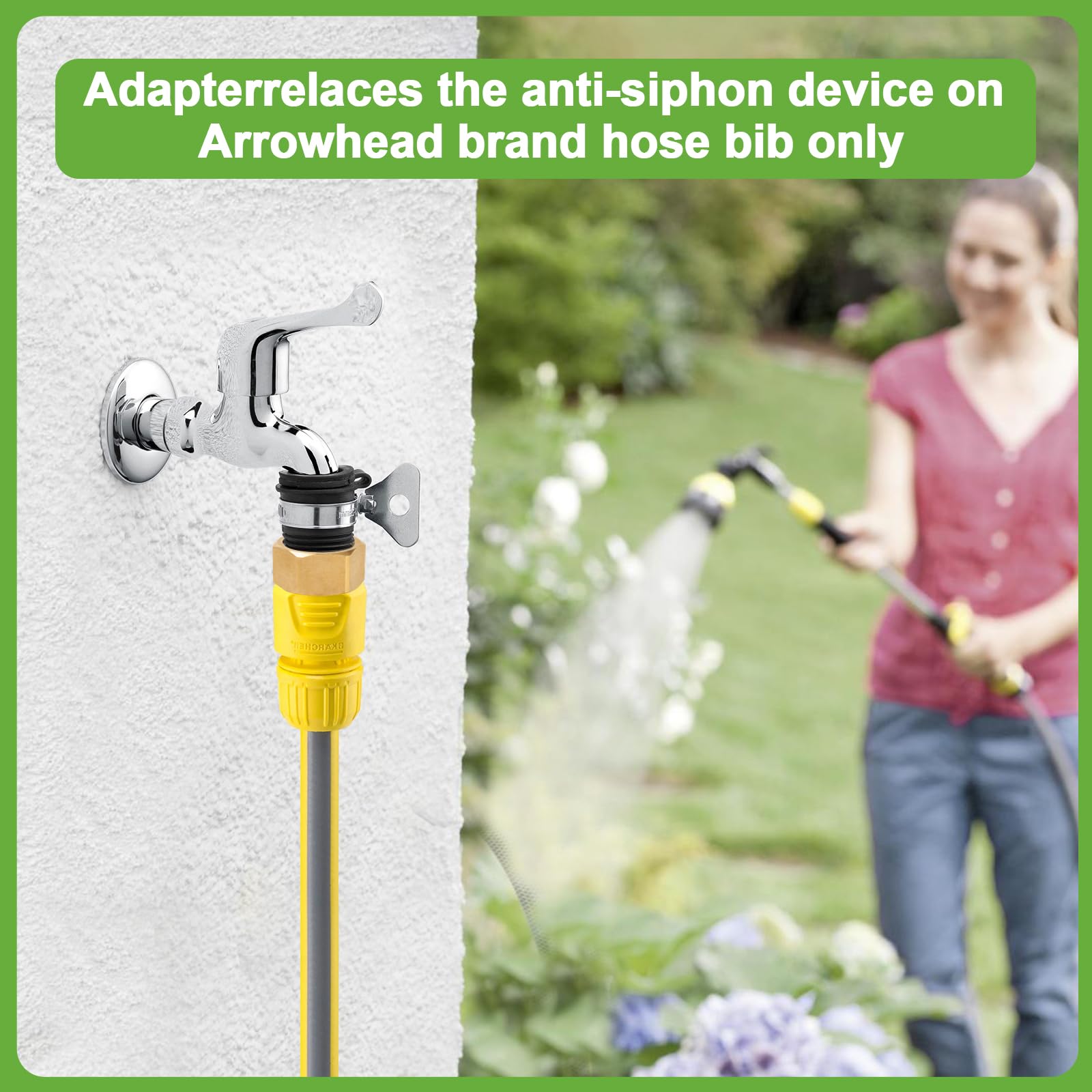Adaptador de babero de manguera de rosca fina de 1-1/16 pulgadas (hembra) adaptador de manguera de rosca fina - Solo compatible con baberos de manguera de marca Arrowhead (latón), 1 paquete