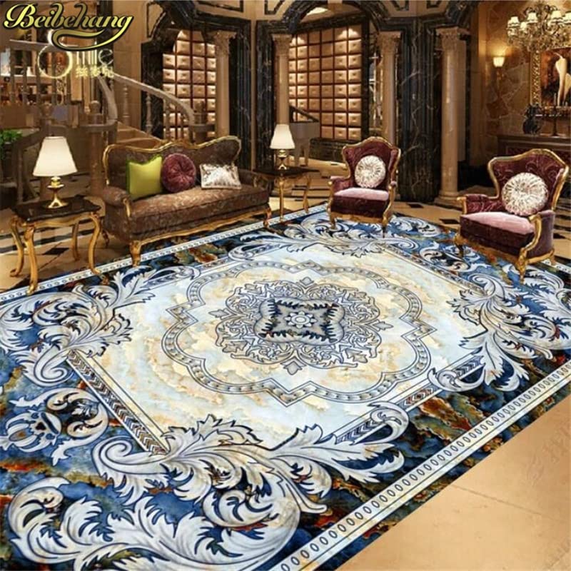 Vinyl Rolls for Craft Tile Custom European-Style Marble Carpet Pattern 3D Floor Tiles Self Adhesive Wallpaper Vinyl Flooring,300X210Cm Decal Removable Wallpaper Mural House Home Decor
