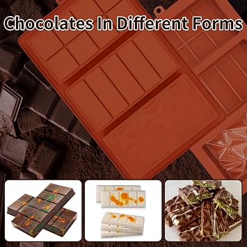 2 Pcs Deep Chocolate Bar Moulds Silicone Bars Mold Dubai Chocolate Bar Mould 1.2 Inch Thick Candy Bars Moulds