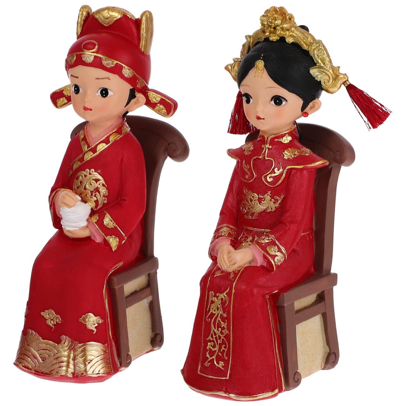 PRETYZOOM Hochzeitsdekorationen Brautpaarfiguren Chinesischer Stil für Hochzeitszimmer Tortendekoration Langlebiges Kunstharz