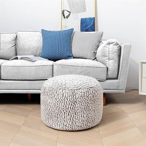 Miniatura 99 de Asuprui Puf otomano sin relleno, reposapiés otomano de 20 x 12 pulgadas, puf redondo para piso, sin relleno, reposapiés con almacenamiento para sala