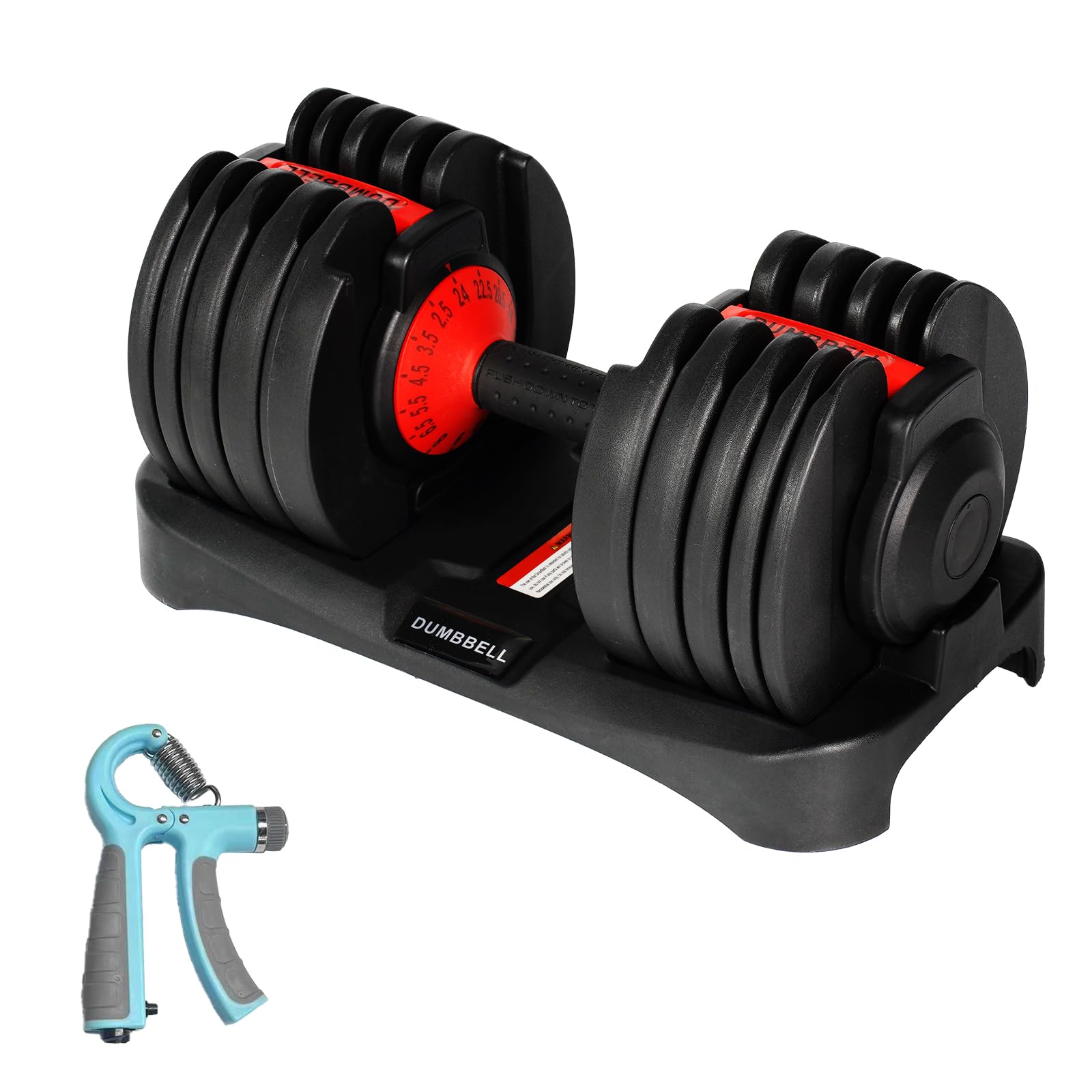 24kg Mancuerna Ajustable,Pesas y Mancuernas,Mancuernas Cortas Ajustables,15 Niveles de Peso,Ajuste Rápido Ajuste Con Una Sola Pulsación,Juego de Mancuerna con Discos de Pesas (Único 24kg)