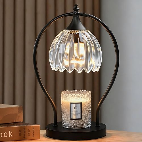 GOODBUY Candle Warmer Lamp with Timer Dimmer - Candle Warmer for Jar Candles - Plug in Wax Melt Warmer Unique Birthday Gifts for Women Mom House Warming Gifts New Home Room Decor - Clear Matte Black