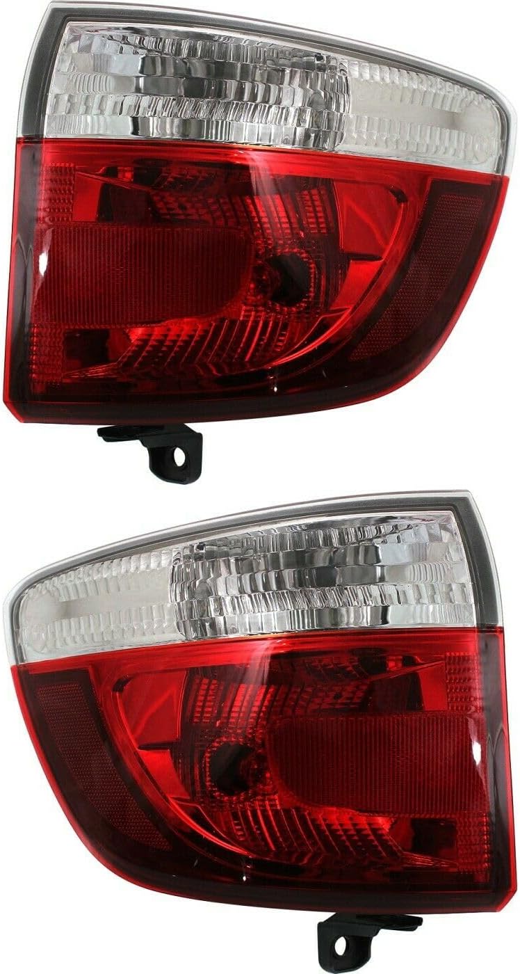 2pcs Tail Light Halogen Bulb Left Right Outer Side Clear & Red Lens W/Bulb Tail Lamp Body Mounted for Dodge for Durango 2011-2013 CH2804103 13452968, Direct Replacement