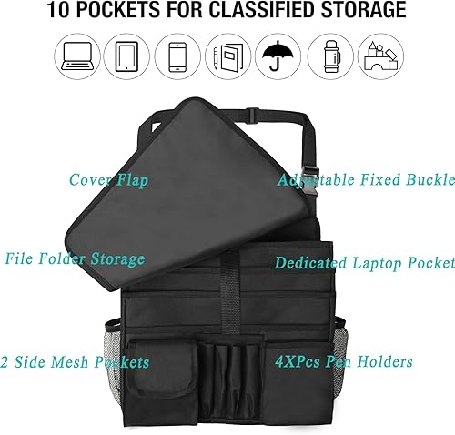 Miniatura 2 de Organizador de asiento de coche con almacenamiento para tableta y portátil, organizador multiusos para asiento delantero y trasero con soporte para