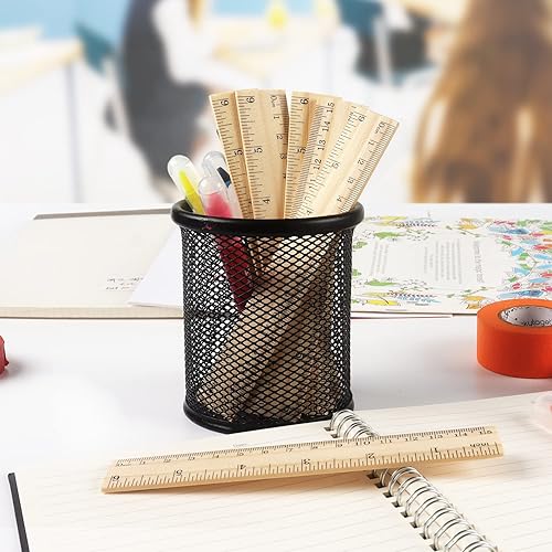 Miniatura 6 de ZZTX Paquete de 3 reglas de madera de 6 pulgadas, reglas de madera a granel para medir para estudiantes, suministros de oficina y escuela, 2 escalas