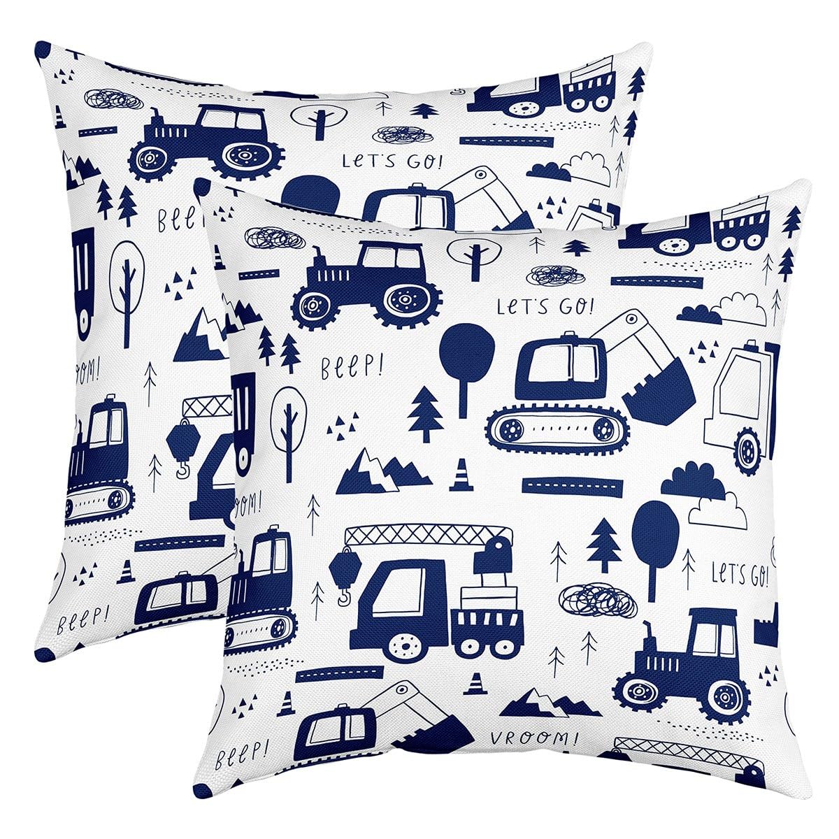 Construction Pillow Cases Cushion Covers Equipment Trucks Throw Pillow Covers 22