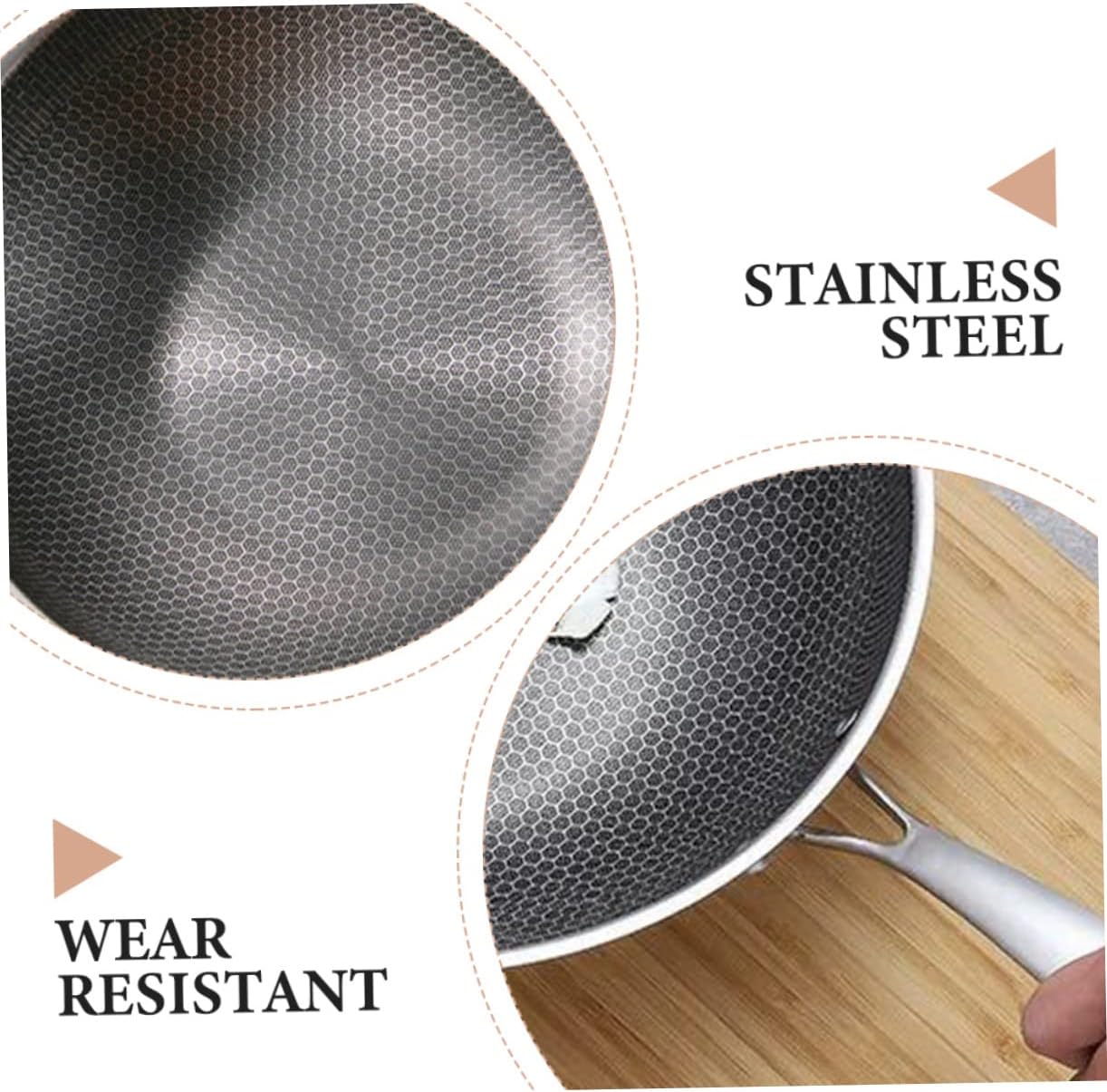 PRETYZOOM Heavy Duty Wok Pan Honeycomb Steel Wok for Electric Stove Kitchen Utensil Heat Insulation Handle