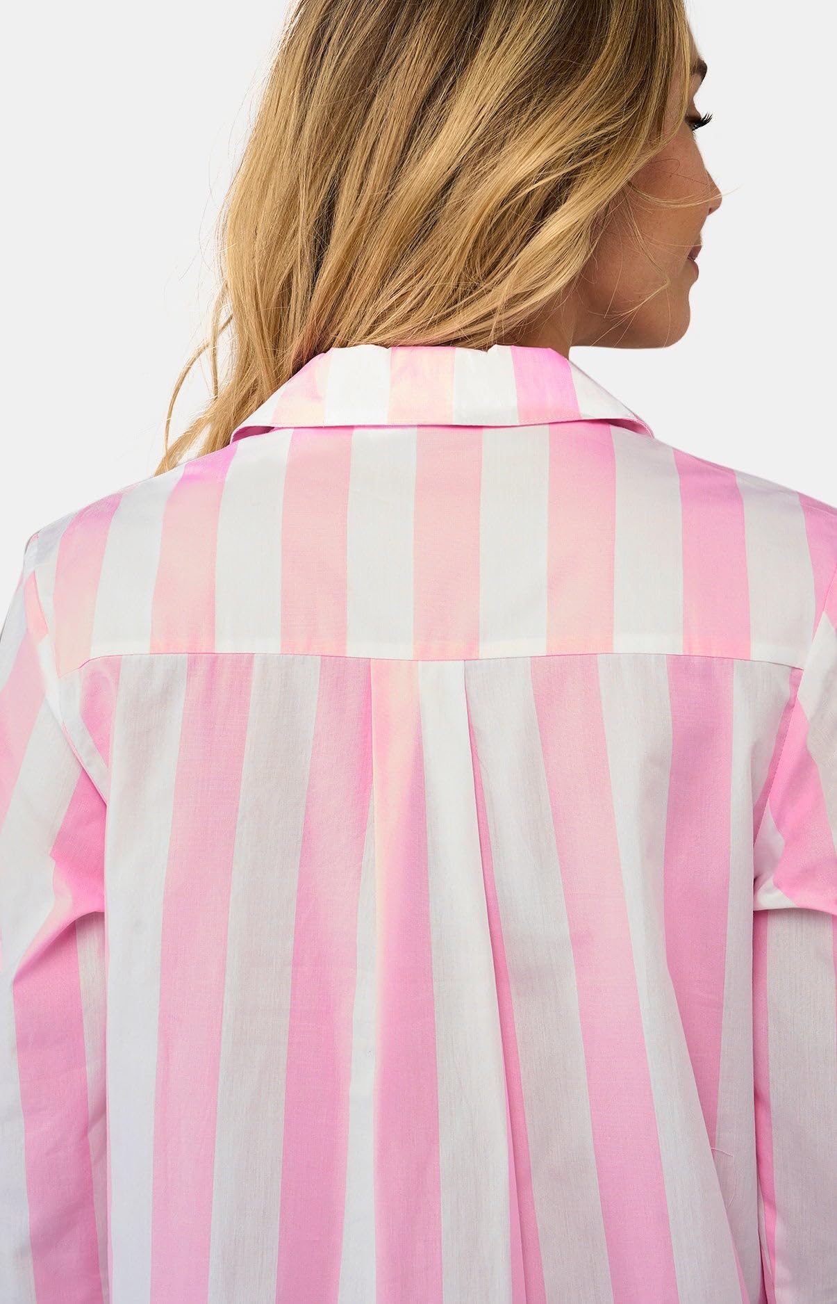 ARTHUR - Liquette Donna a righe Louise - Camicia da notte da donna - Collo tunisino e maniche lunghe - 100% Popelin di cotone - Rosa - Dimensione 2, Rosa, 2
