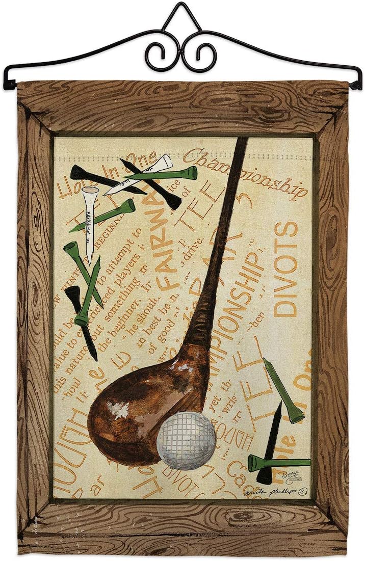 Strike A Golf Ball Garden Flag Set Wall Hanger Sports 18 Hole Championship Club Entertainment Activity Physical Small Decorative Gift Yard House Banner Double-Sided Made In USA 13 X 18.5