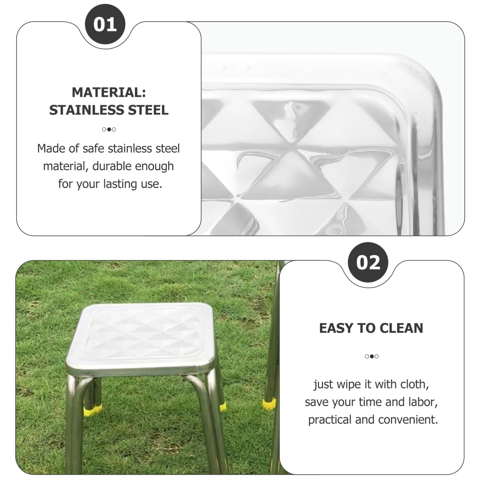 ABOOFAN Stainless Steel Stool Replacement Seat Surface Seating Part for Dining Chair Student Canteen Table Bar Stool Thickness