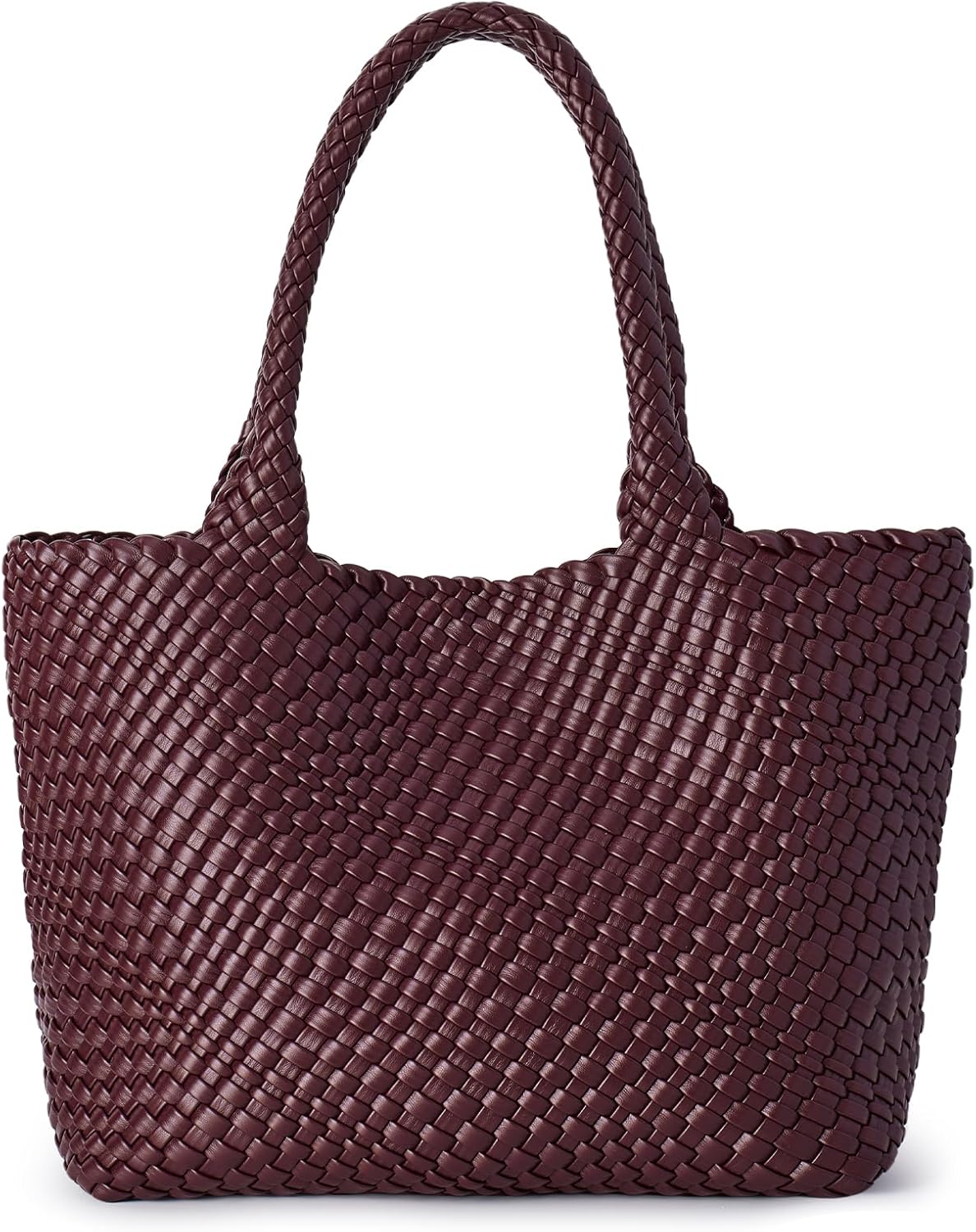 Woven Shoulder Bag for Women, Fashion Top Handle Soft Vegan Leather Shopper