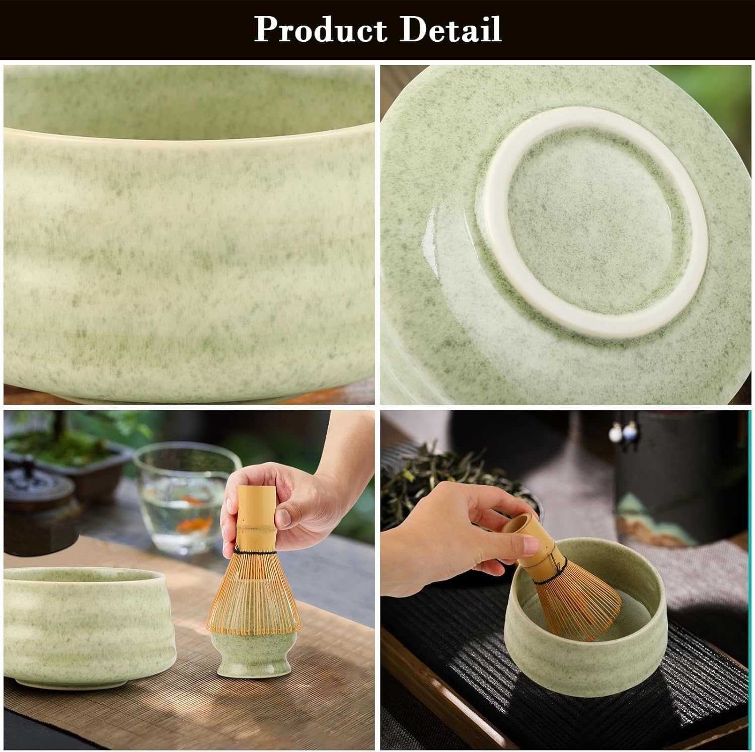 Matcha whisk - Matcha Set - Matcha bowl with spout scoop - Matcha whisk holder-Japoński zestaw