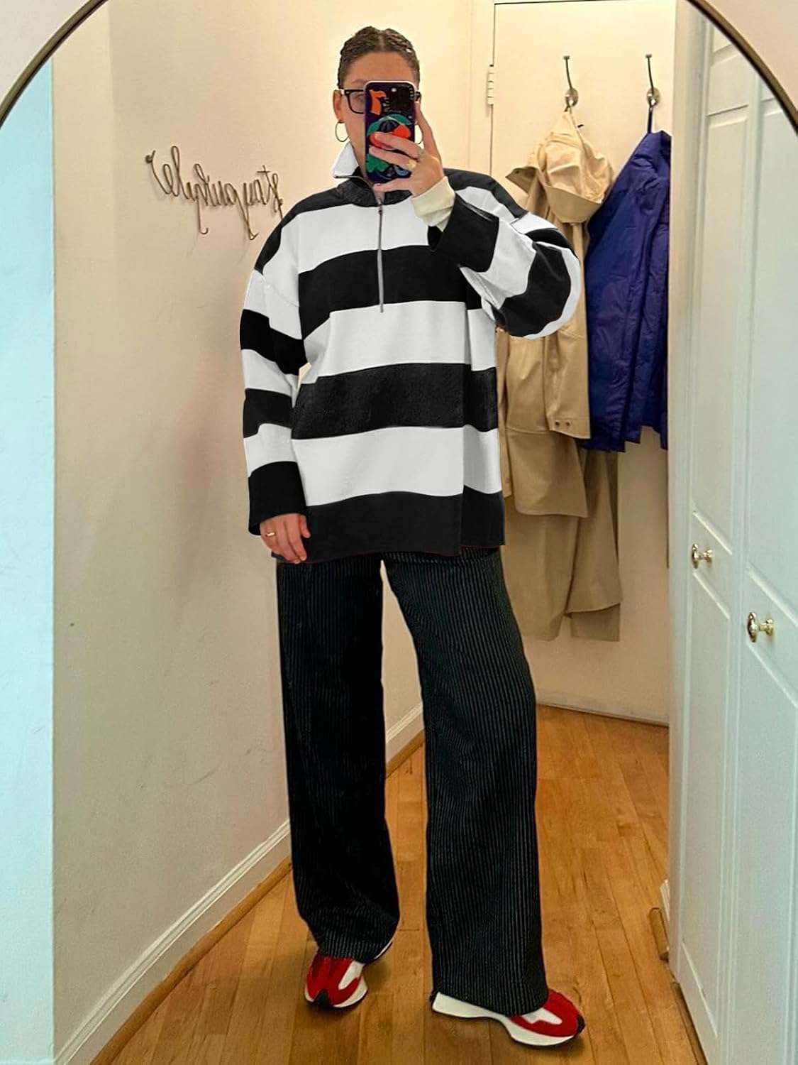 Yousify Oversized Womens Sweaters Fall 2025 Half Zipper Turtleneck Sweater Long Sleeve Tops S-2XL