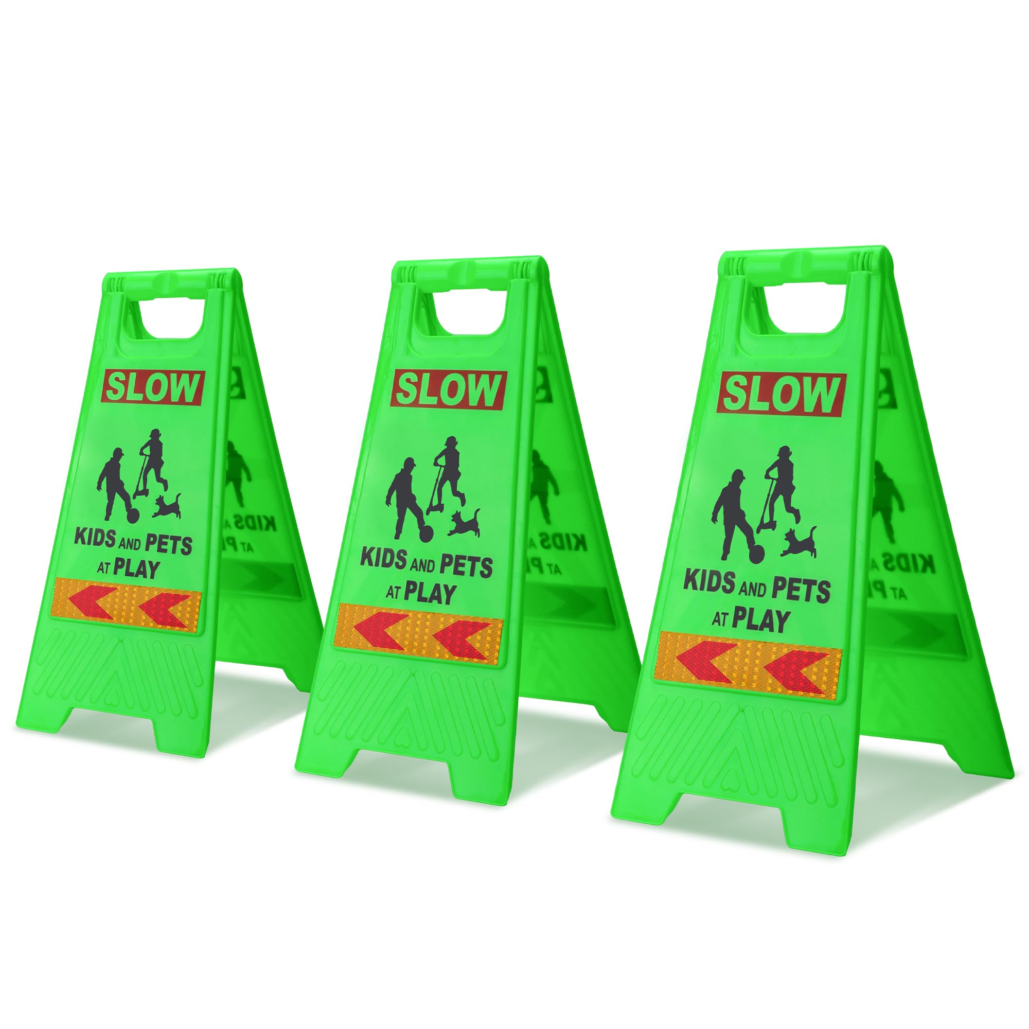 4 Pcs Reflective Slow Down Kids At Play Signs - 24 Inch Double-Sided ...