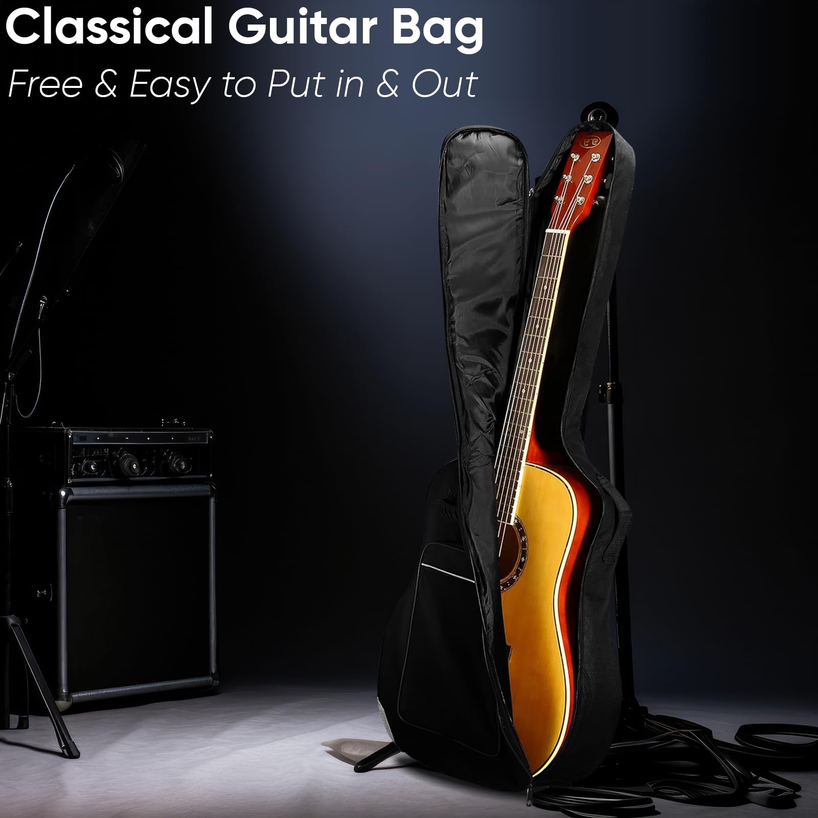 Custodia per chitarra acustica a grandezza naturale, borsa per chitarra acustica, impermeabile, imbottita, custodia per chitarra classica, borsa per concerto per chitarra acustica, zaino protettivo