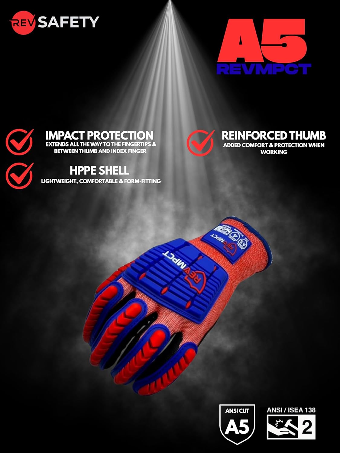 A5 Cut & Impact Resistant Work Gloves Cut Resistant Safety Gloves for Mechanics, Construction & Garden Use - Image 2