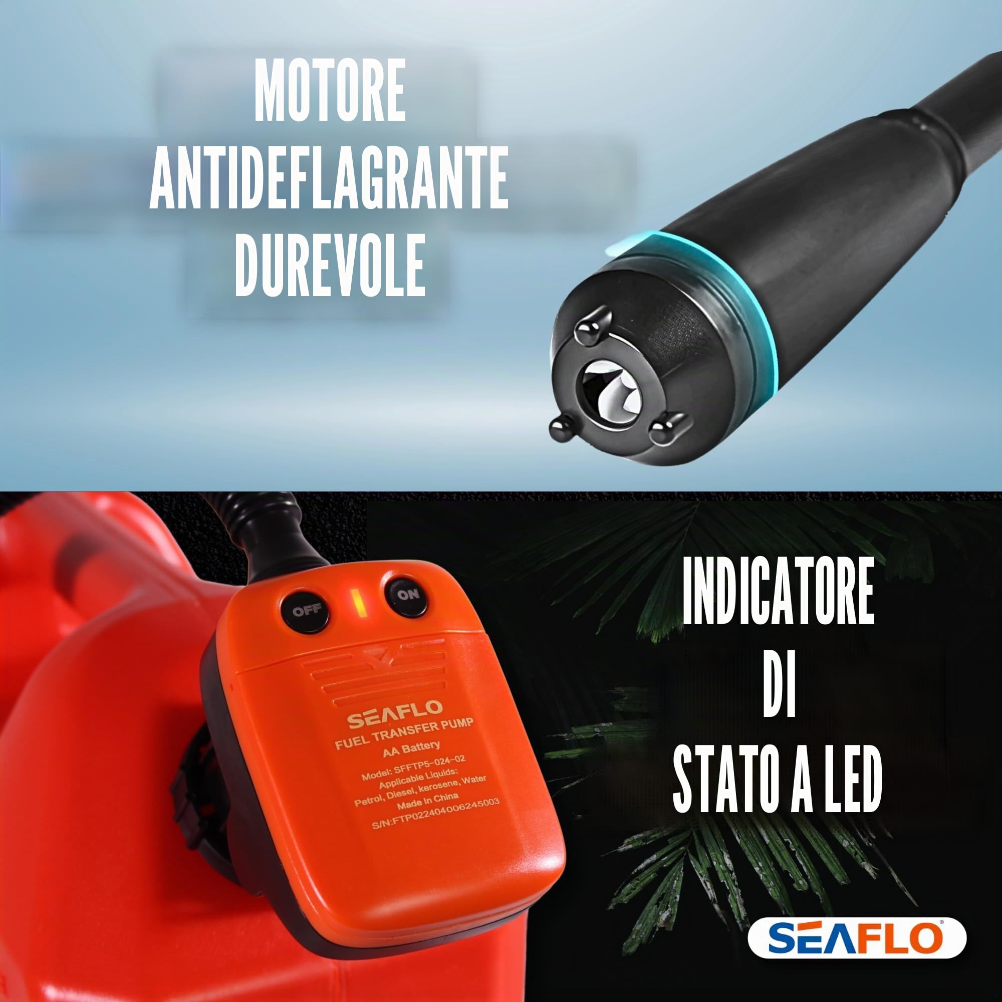 SEAFLO 552135 Pompa di TRASFERIMENTO AUTONOMA per Carburante, Olio, Acqua, Adblue, 9L/MIN
